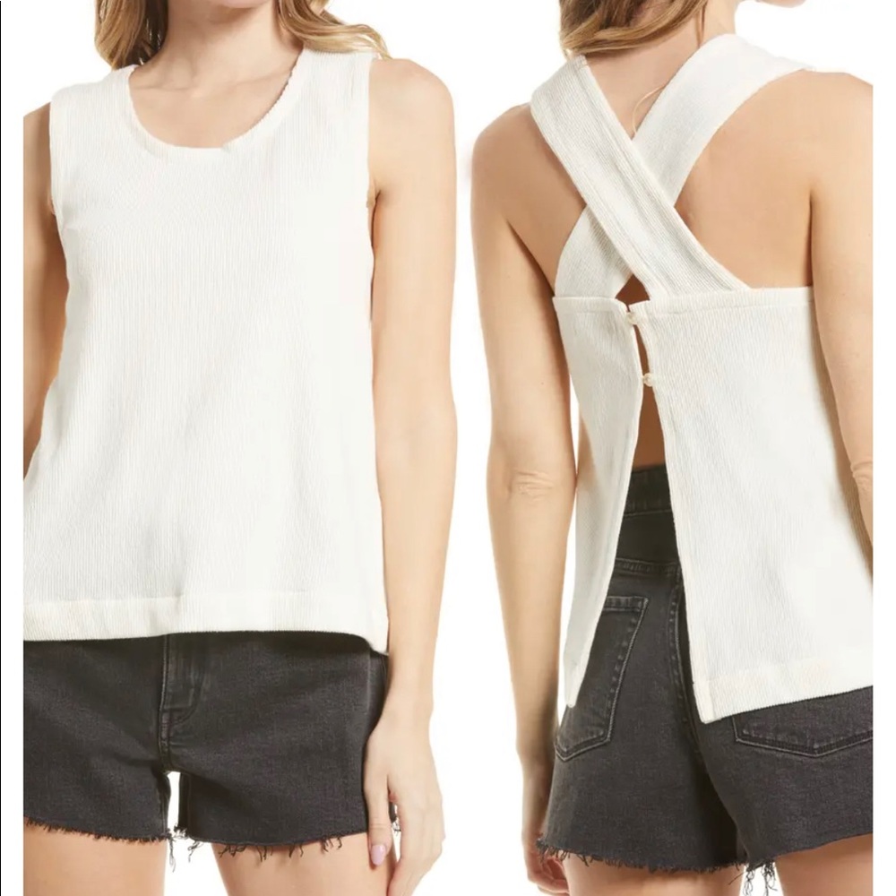 Madewell Ottoman Jacquard Cross Back Tank Medium